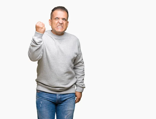 Hombre Árabe Mediana Edad Con Sudadera Deportiva Sobre Fondo Aislado —  Fotos de Stock