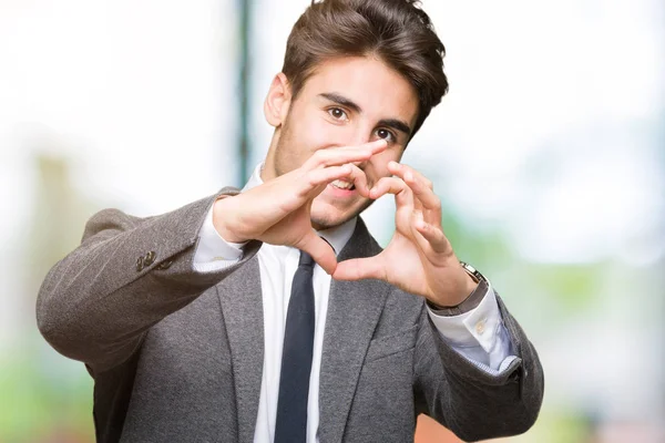 Giovane Uomo Affari Indossa Abito Cravatta Sfondo Isolato Sorridente Amore — Foto Stock