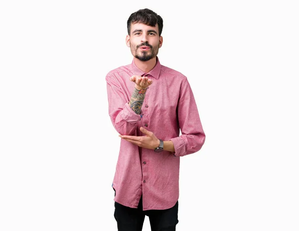 Giovane Bell Uomo Che Indossa Camicia Rosa Sfondo Isolato Guardando — Foto Stock