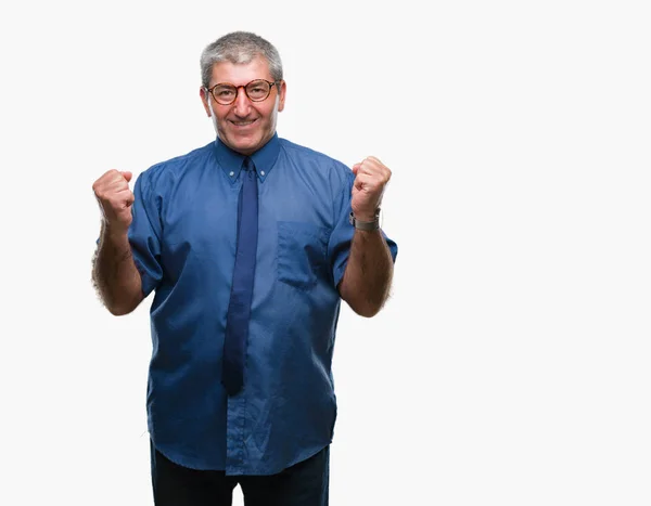 Hombre Negocios Alto Guapo Sobre Fondo Aislado Celebrando Sorprendido Sorprendido —  Fotos de Stock