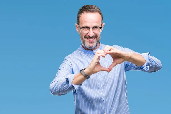 Reifer Älterer Mann Mittleren Alters Mit Brille Vor Isoliertem Hintergrund — Stockfoto