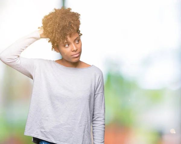 Mooie Jonge Afro Amerikaanse Vrouw Geïsoleerde Achtergrond Verwarren Vraag Vraag — Stockfoto