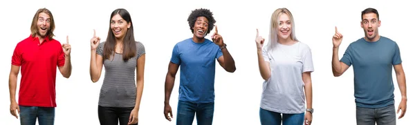 Samenstelling Van African American Hispanic Kaukasische Groep Mensen Geïsoleerde Witte — Stockfoto