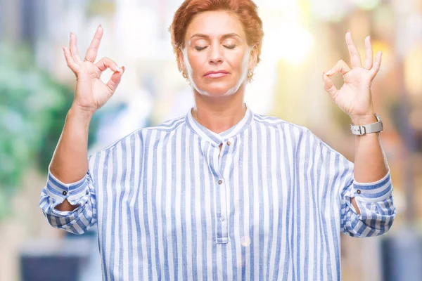 Atrractive Senior Caucasian Redhead Woman Isolated Background Relax Smiling Eyes — Stock Photo, Image