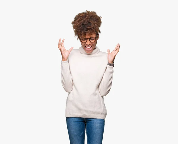 Beautiful Young African American Woman Wearing Glasses Isolated Background Celebrating — Stock Photo, Image