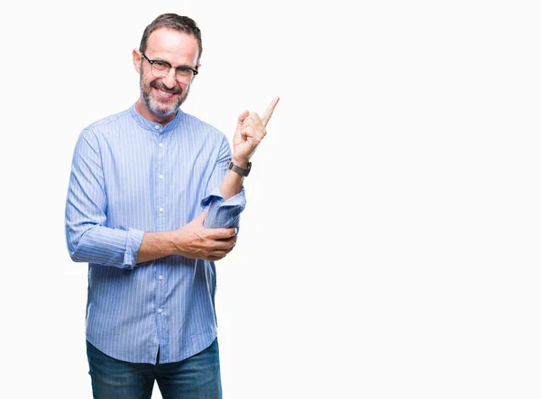 Hombre Mayor Edad Mediana Con Gafas Sobre Fondo Aislado Con — Foto de Stock