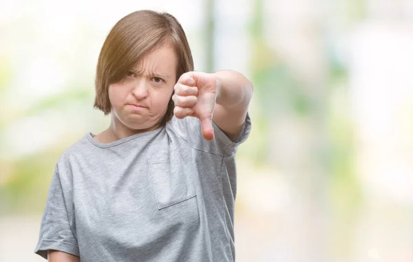 Giovane Donna Adulta Con Sindrome Sfondo Isolato Che Sembra Infelice — Foto Stock