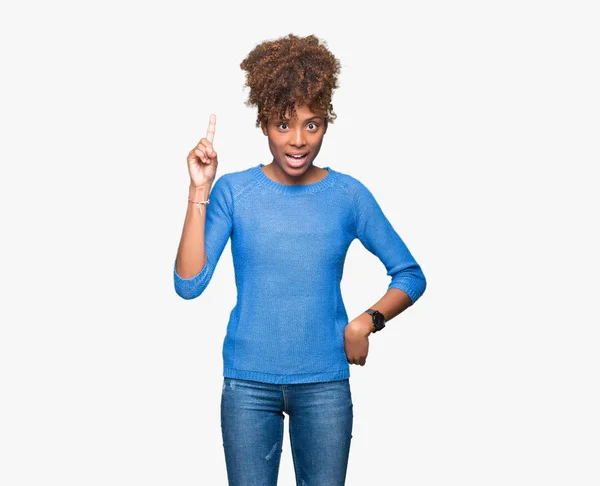 Beautiful Young African American Woman Isolated Background Pointing Finger Successful — Stock Photo, Image