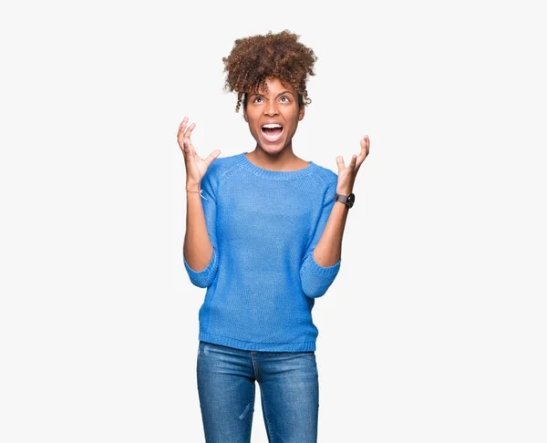 Beautiful Young African American Woman Isolated Background Crazy Mad Shouting — Stock Photo, Image