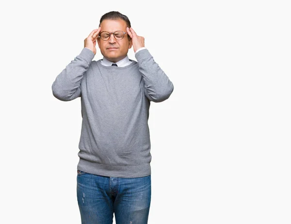 Bussines Mediana Edad Árabe Hombre Con Gafas Sobre Fondo Aislado —  Fotos de Stock