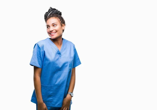 Jovem Cabelo Trançado Afro Americano Enfermeira Profissional Menina Sobre Fundo — Fotografia de Stock