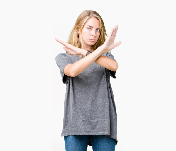 Bella Giovane Donna Che Indossa Oversize Casual Shirt Sfondo Isolato — Foto Stock