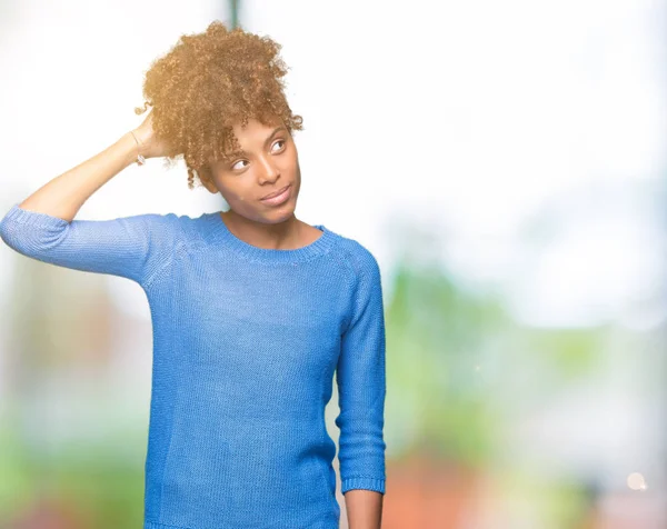 Bela Jovem Afro Americana Sobre Fundo Isolado Confundir Perguntar Sobre — Fotografia de Stock