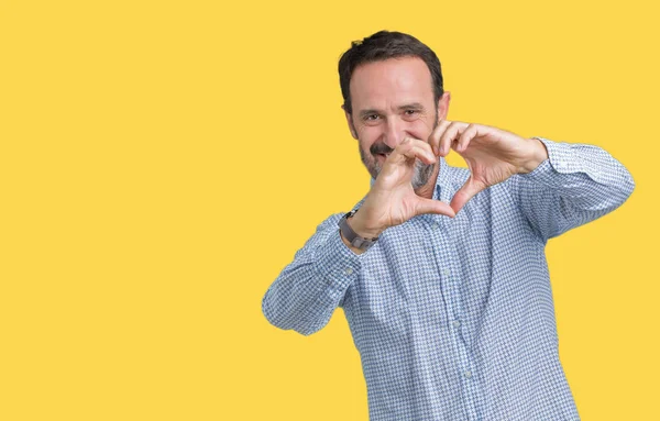 Guapo Mediana Edad Elegante Hombre Mayor Sobre Fondo Aislado Sonriendo —  Fotos de Stock