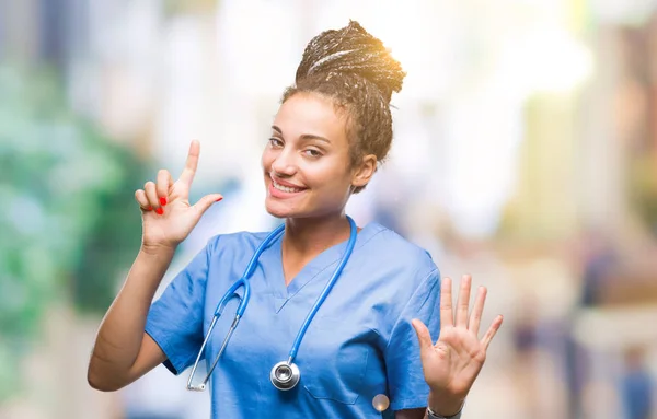 Junge Geflochtene Haare Afrikanisch Amerikanische Mädchen Professionelle Chirurgin Über Isolierten — Stockfoto