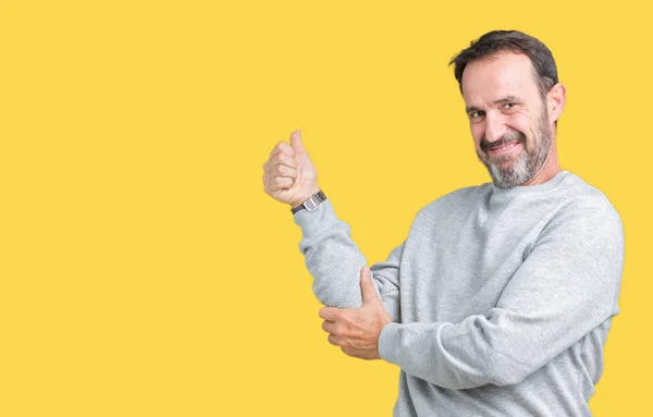 Schöner Älterer Mann Mittleren Alters Der Ein Sweatshirt Über Isoliertem — Stockfoto