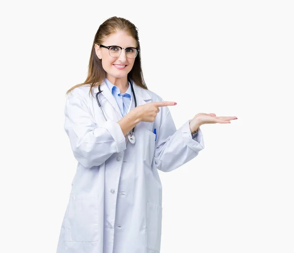 Middle Age Mature Doctor Woman Wearing Medical Coat Isolated Background — Stock Photo, Image