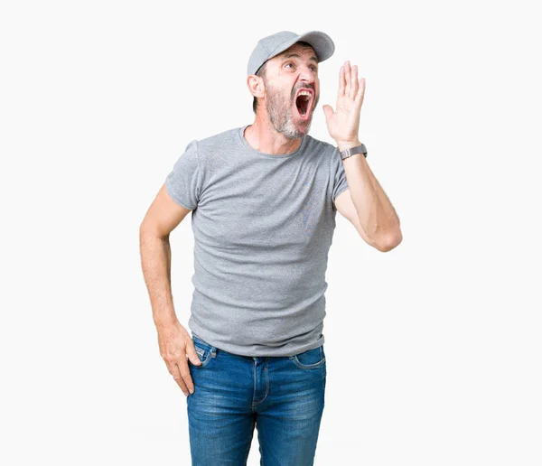 Guapo Mediana Edad Hoary Hombre Mayor Con Gorra Deportiva Sobre —  Fotos de Stock