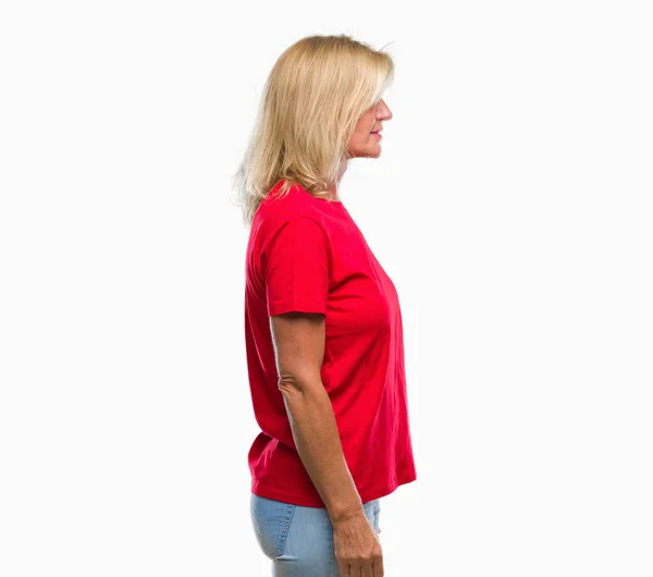 Middle Age Blonde Woman Isolated Background Looking Side Relax Profile — Stock Photo, Image