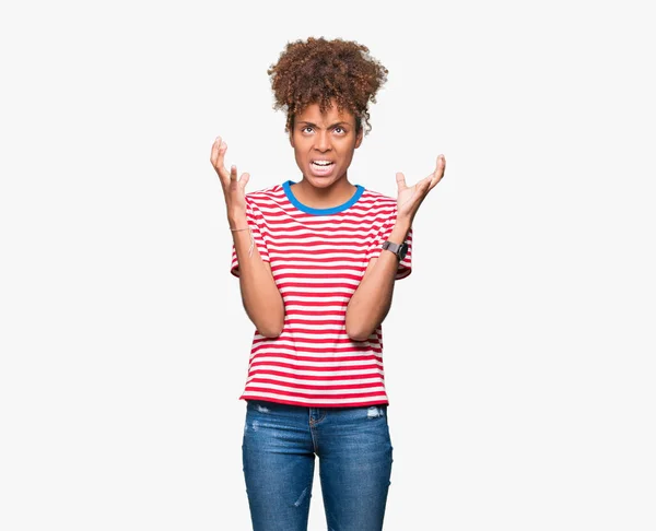 Beautiful Young African American Woman Isolated Background Crazy Mad Shouting — Stock Photo, Image