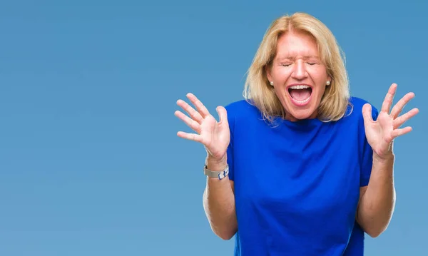 Middle Age Blonde Woman Isolated Background Celebrating Mad Crazy Success — Stock Photo, Image