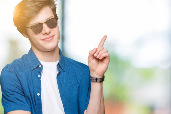 Young Handsome Man Wearing Sunglasses Isolated Background Big Smile Face — Stock Photo, Image
