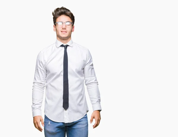 Young Business Man Wearing Glasses Isolated Background Winking Looking Camera — Stock Photo, Image