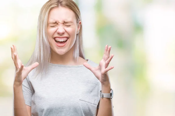 Giovane Donna Bionda Sfondo Isolato Che Celebra Pazzo Pazzo Successo — Foto Stock