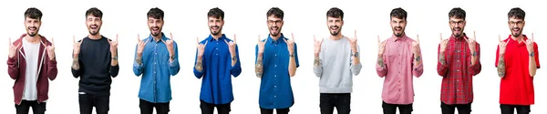 Collage Hombre Joven Sobre Fondo Aislado Gritando Con Expresión Loca —  Fotos de Stock