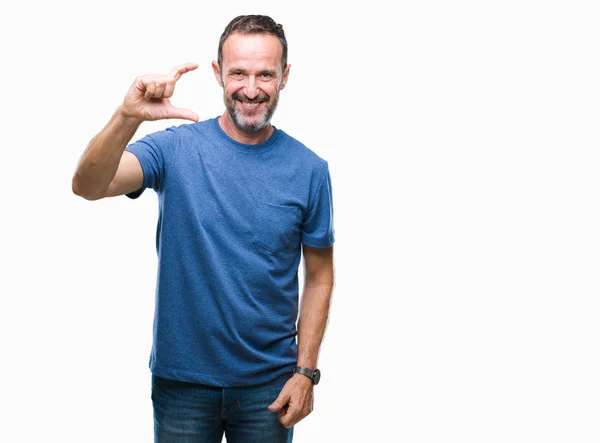 Middle Age Hoary Senior Man Isolated Background Smiling Confident Gesturing — Stock Photo, Image