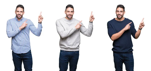 Collage Hombre Negocios Guapo Sobre Fondo Blanco Aislado Sonriendo Mirando —  Fotos de Stock