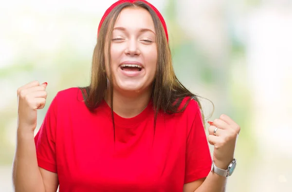 Joven Mujer Hermosa Caucásica Sobre Fondo Aislado Celebrando Sorprendida Sorprendida —  Fotos de Stock