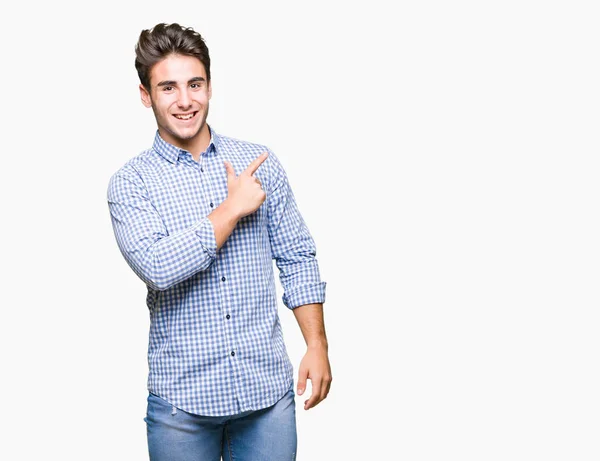 Jovem Homem Negócios Bonito Sobre Fundo Isolado Alegre Com Sorriso — Fotografia de Stock