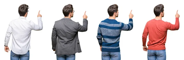 Collage Joven Hombre Negocios Guapo Sobre Fondo Aislado Posando Hacia — Foto de Stock