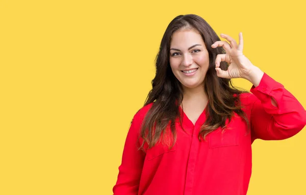 Schöne Size Junge Geschäftsfrau Über Isolierten Hintergrund Lächelnd Positiv Tun — Stockfoto