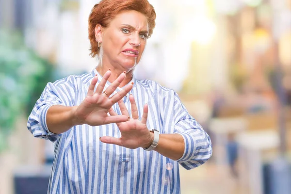 Atrractive Senior Caucasian Redhead Woman Isolated Background Disgusted Expression Displeased — Stock Photo, Image