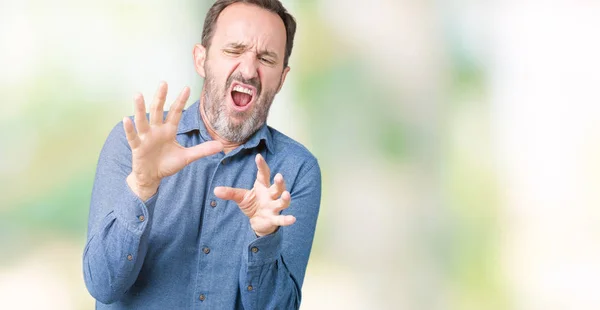 Bonito Homem Meia Idade Elegante Sênior Sobre Fundo Isolado Com — Fotografia de Stock