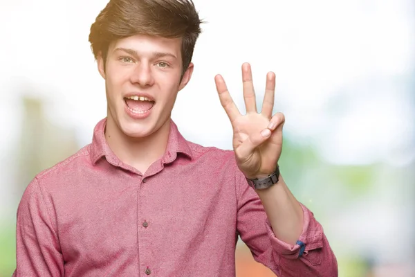 Junger Gutaussehender Geschäftsmann Über Isoliertem Hintergrund Der Mit Finger Nummer — Stockfoto