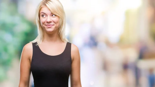 Young Beautiful Blonde Attractive Woman Wearing Elegant Dress Isolated Background — Stock Photo, Image