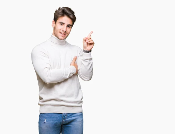 Young Handsome Man Wearing Turtleneck Sweater Isolated Background Big Smile — Stock Photo, Image