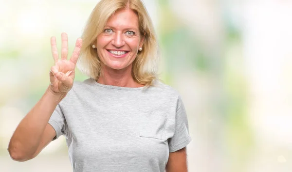 Blonde Frau Mittleren Alters Über Isoliertem Hintergrund Die Mit Finger — Stockfoto