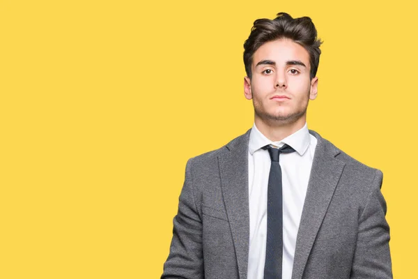 Young Business Man Wearing Suit Tie Isolated Background Serious Expression — Stock Photo, Image