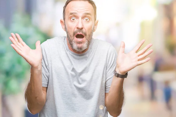Middle Age Senior Hoary Man Isolated Background Clueless Confused Expression — Stock Photo, Image