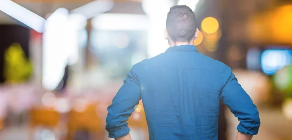 Young Handsome Man Isolated Background Standing Backwards Looking Away Arms — Stock Photo, Image