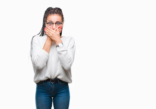 Junge Geflochtene Haare Afrikanisch Amerikanisches Mädchen Mit Brille Und Pullover — Stockfoto