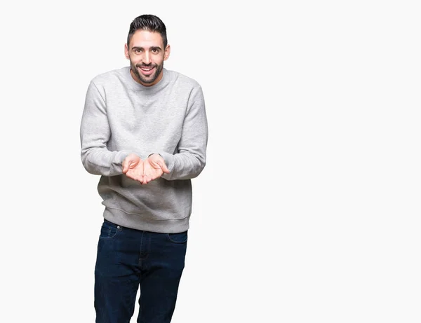 Homem Bonito Jovem Vestindo Camisola Sobre Fundo Isolado Sorrindo Com — Fotografia de Stock