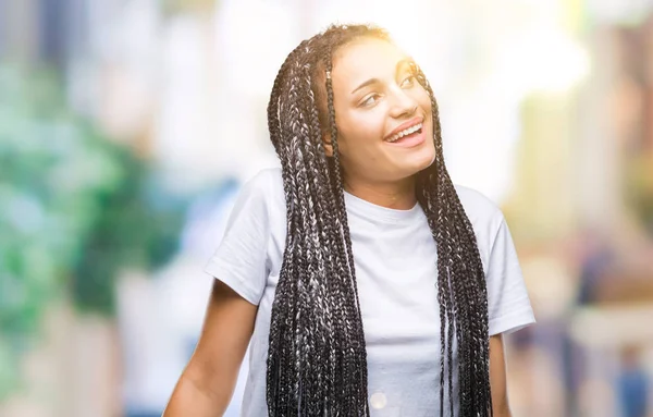 Young Gevlochten Hair Afrikaans Amerikaans Meisje Geïsoleerde Achtergrond Zoek Weg — Stockfoto