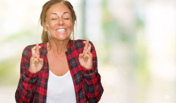 Middle Age Adult Woman Wearing Casual Jacket Isolated Background Smiling — Stock Photo, Image