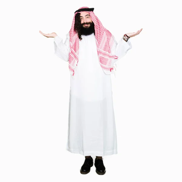 Arabische Business Man Met Lang Haar Dragen Van Traditionele Keffiyeh — Stockfoto