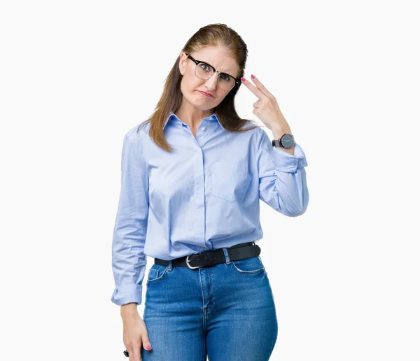 Schöne Reife Geschäftsfrau Mittleren Alters Mit Brille Über Isoliertem Hintergrund — Stockfoto